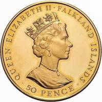 (№1992km34b) Монета Фолклендские Острова 1992 год 50 Pence (40-летие правления королевы Елизаветы II